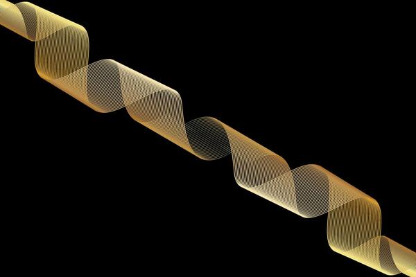 Abstract gold line swirly wave and texture in gold color with black background. Elegrant and luxury decorative design with copy space.