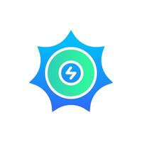 Icon Flat Gradient sun energy. Free energy, ecology, renewable, green energy and solar power plant concept. Gradient blue and Flat icon. vector