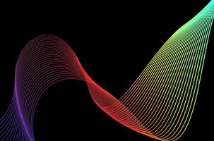 Minimal Abstract line stripes swirl colourful with black background. Luxury, bright and modern concept with space. vector