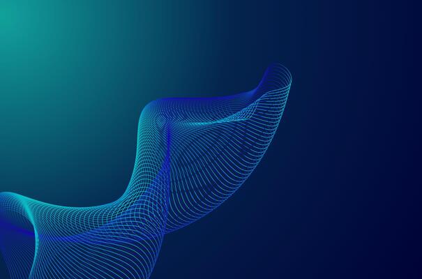 Abstract Futuristic line stripes line blue neon on gradient background. Tech, minimalist and modern concept with copy space.