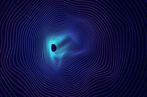 Tunnel 3d line wormhole abstract background. Big data hole sound wave effect distorted, future technology concept with copy space. vector