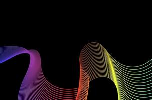 Artistic Abstract line stripes swirl colourful and black background. Luxury, bright and modern concept with copy space. vector