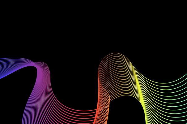 Artistic Abstract line stripes swirl colourful and black background. Luxury, bright and modern concept with copy space.