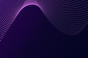 Dynamic big data purple neon particle wave dots technology abstract background. Futuristic design with motion and depth effect and copy space. vector