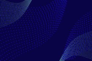 Mininalist Dynamic neon green particle wave line on dark blue abstract background. Abstract soundwave, data technology visualization with copy space. vector