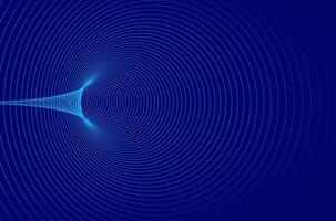 Abstract blue circular tunnel 3d background. Concentric circle wireframe tech, wormhole, sound wave, geometric grid pattern of neon blue line. vector