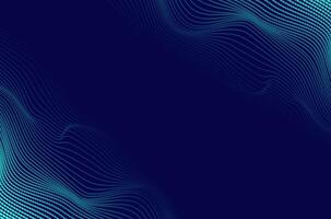 Dynamic data green neon particle wave dots technology abstract background. Futuristic design with motion and depth effect and copy space. vector
