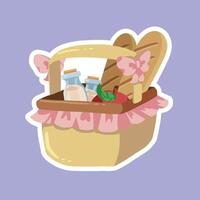 Spring picnic basket vector