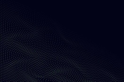 Mininalist Dynamic neon green particle wave line on dark blue abstract background. Abstract sound, data tech visualization with copy space. vector