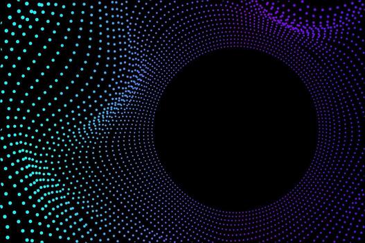 Science dust Tunnel Big data dots wave tech. Sound wave 3d concept abstract background with gradient color. vector