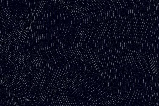 Mininalist Dynamic neon green particle wave line on dark blue abstract background. Abstract soundwave, data, tech visualization with copy space. vector