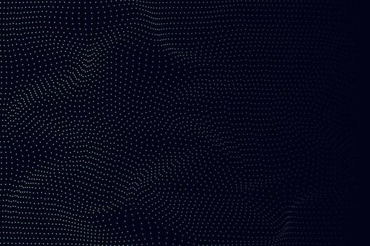 Mininalist Dynamic neon green particle wave line on dark blue abstract background. Abstract sound, data technology visualization with space. vector