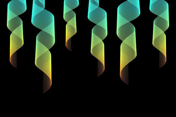 Abstract green gold line swirly wave and texture in gold color with black background. Elegrant and luxury decorative design.