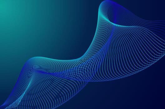 Futuristic Abstract line stripes line blue neon over gradient background. Tech, minimalist and modern concept with copy space. vector