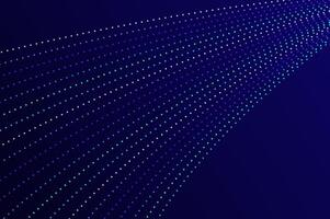 Data flow line dot abstract background with neon color on navy blue background. Futuristic high speed technology effect with copy space. vector