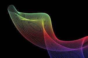 Abstract line stripes swirl colourful with black background. Luxury, bright and modern concept with copy space. vector