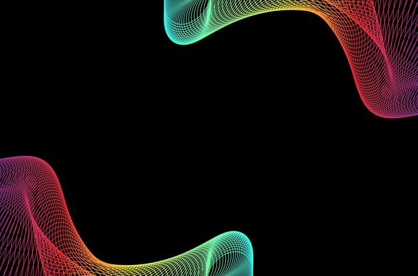 Abstract line stripes swirl colourful with black background. Luxury, bright and modern concept with space.