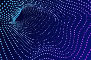 Tunnel 3d particle, molecule or atom wormhole abstract background. Big data hole sound wave effect distorted, future technology concept with copy space. vector