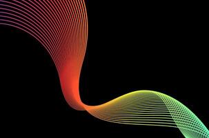 Artistic Abstract line stripes swirl colourful over black background. Luxury, bright and modern concept with space. vector