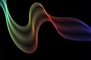 Artistic Abstract line stripes swirl colourful and black background. Luxury, bright and modern concept with space. vector