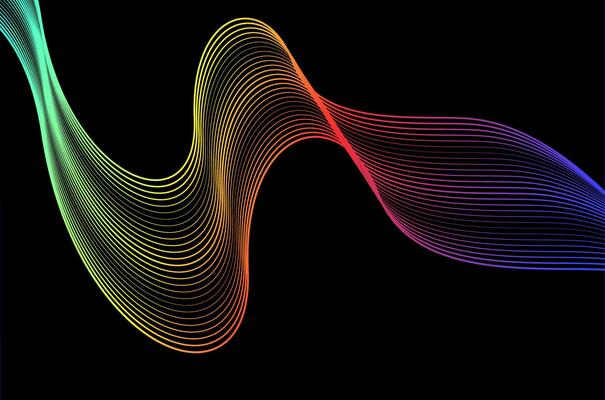 Artistic Abstract line stripes swirl colourful and black background. Luxury, bright and modern concept with space.