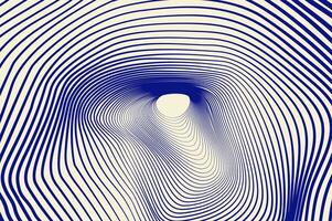 Minimalist circle line distortion, mesh, wavy abstract background. Tunnel, sound wave effect 3d blue retro design concept. vector