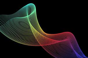 Abstract line stripes swirl colourful over black background. Luxury, bright and modern concept with space. vector