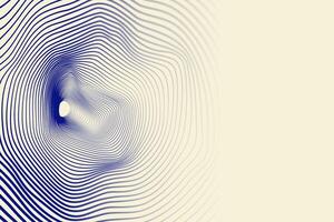 Minimalist circle line distortion, wavy abstract background. Tunnel, soundwave effect 3d blue retro design concept. vector