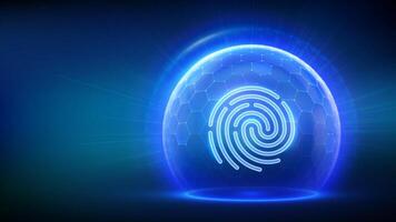 Blue fingerprint technology illustration vector