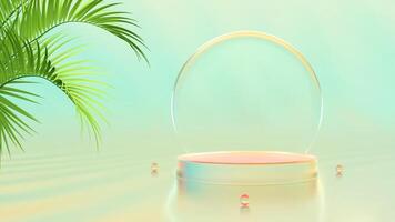 3D display stand surrounded by leaves vector
