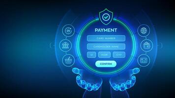 payment interface with card information vector