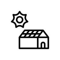 Icon Line house roof with solar panel. Free energy, ecology, renewable, green energy and solar power plant concept. Linear and Outline icon. vector