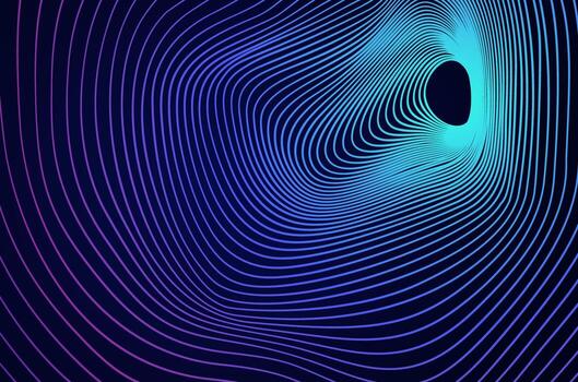 3d Tunnel line wormhole abstract background. Big data hole sound wave effect distorted, future technology concept with copy space. vector