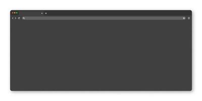Blank web browser window with tab, toolbar and search field. Modern website, internet page in flat style. Browser mockup for computer, tablet and smartphone. Dark mode. illustration vector