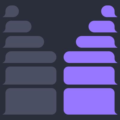 Blank various message bubbles. Chat or messenger speech bubble. SMS text frame. Short message sending. Dark mode. illustration
