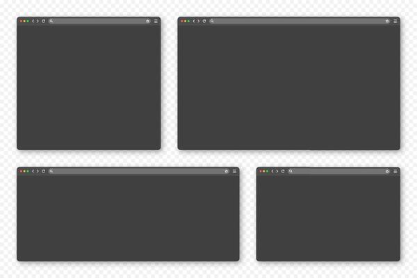 Blank web browser window with toolbar and search field. Modern website, internet page in flat style. Browser mockup for computer, tablet and smartphone. Adaptive UI, dark mode. illustration