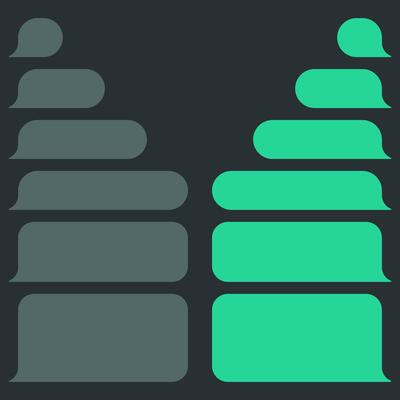 Blank various message bubbles. Green chat or messenger speech bubble. SMS text frame. Short message sending. Dark mode. illustration