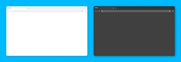 Blank web browser window with tab, toolbar and search field. Modern website, internet page in flat style. Browser mockup for computer, tablet and smartphone. Light and dark mode. illustration vector