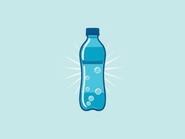 Transparent Water Bottle with Bubbles on a Light Blue Background vector