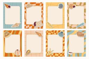 Colorful shell-themed blank frames for projects vector