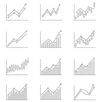 varios datos análisis gráficos demostración negocio tendencias y financiero crecimiento Progreso en un blanco antecedentes adecuado para analítica presentaciones vector