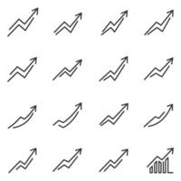 Collection of upward trending arrows and chart icons representing business growth and progress vector