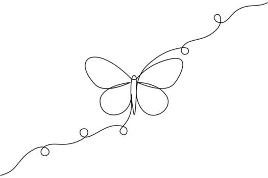 A line drawing of a butterfly with a string vector