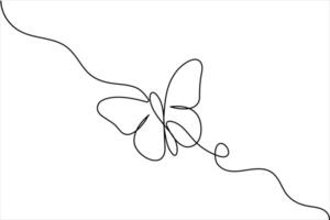 Continuous line drawing of a butterfly vector