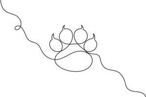 A line drawing of a dog paw with a line vector