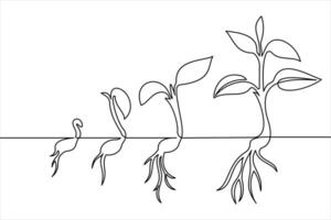 A drawing of a plant growing from the ground vector