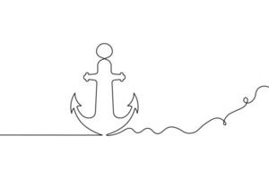 Continuous line drawing of an anchor vector
