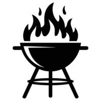 Black silhouette of a barbecue grill with flames silhouette vector
