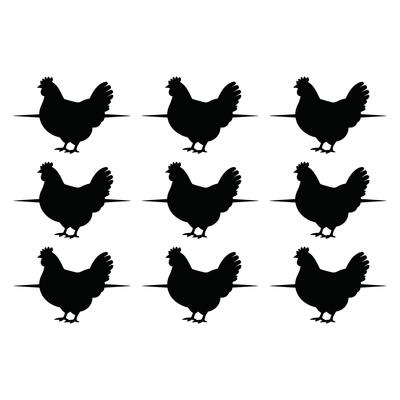 Pattern of black chicken silhouettes on a white background