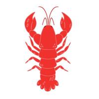 Bright red lobster with claws, isolated on a white background, perfect for seafood, marine, and culinary concepts. vector